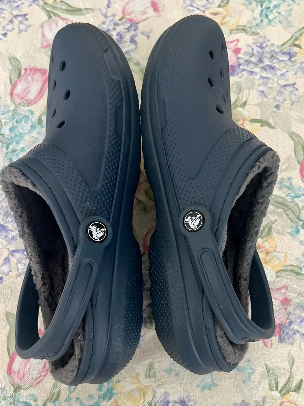 Crocs Classic Lined Clogs Navy Blue Men's 10 Women's 12 Dual Comfort